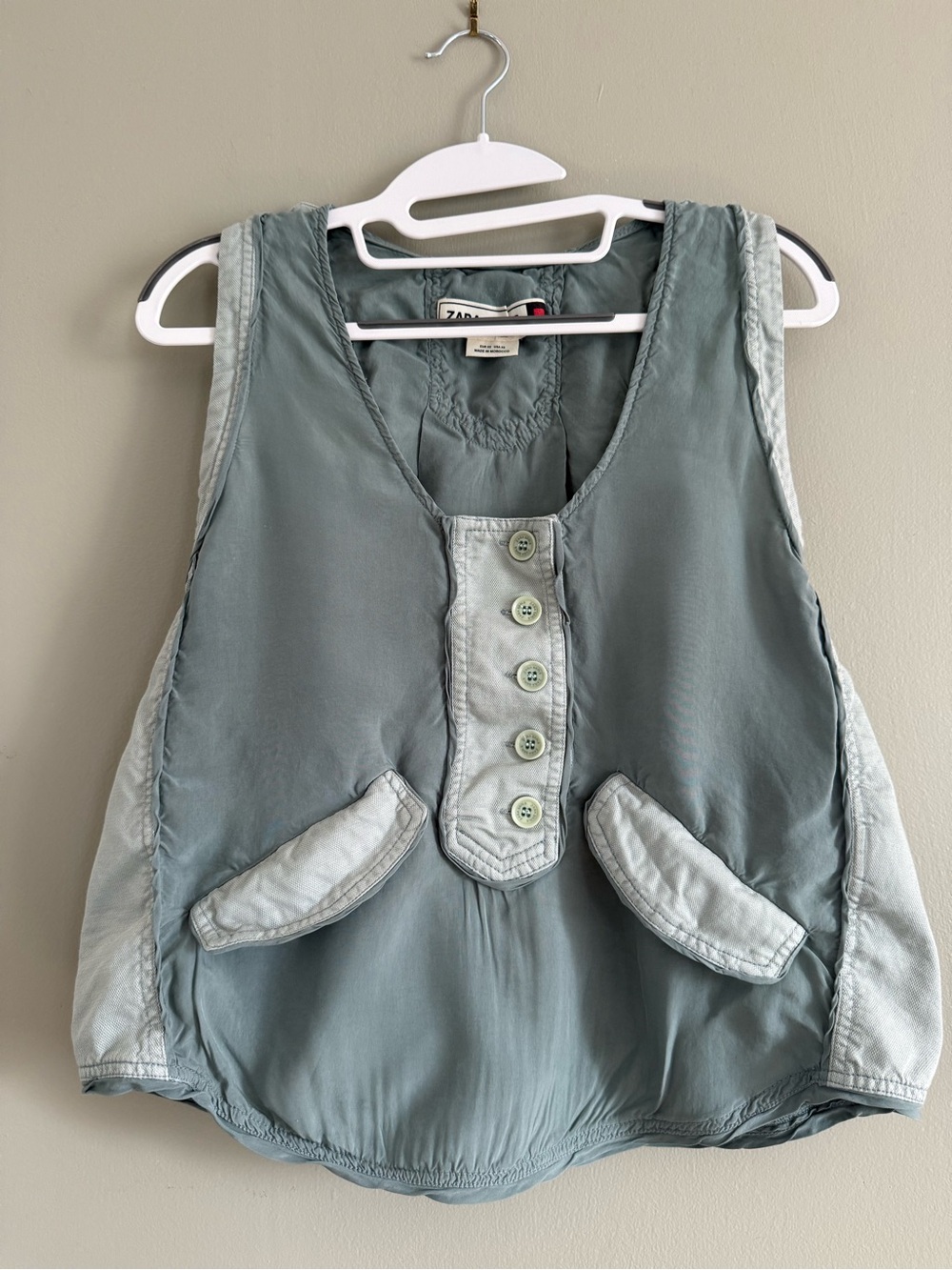 Zara SRPLS Limited Edition Utility Vest Top Sage Green XS Cotton